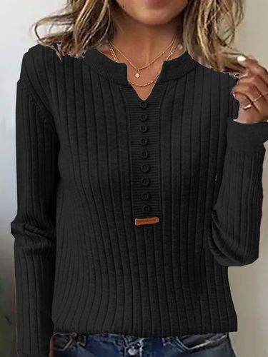 Buckle Casual Plain Yarn/Wool Yarn Sweater - Just Fashion Now - Modalova