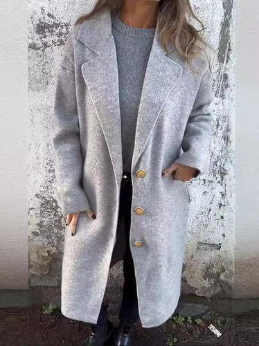 Casual Lapel Collar Loose Coat With No - Just Fashion Now - Modalova