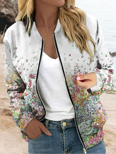 Loose Floral Casual Jacket - Just Fashion Now - Modalova