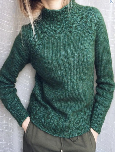 Plain Mock Neck Vintage Sweater - Just Fashion Now - Modalova