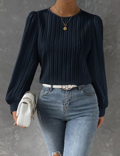 Crew Neck Casual Blouse - Just Fashion Now - Modalova