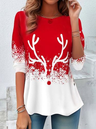 Christmas Elk Crew Neck T-Shirt - Just Fashion Now - Modalova