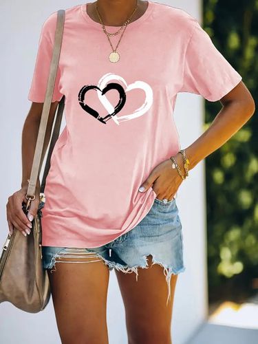 Heart/Cordate Crew Neck Casual T-Shirt - Just Fashion Now - Modalova