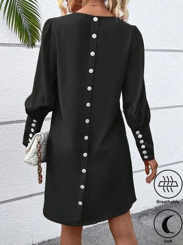 Plain Buttoned Simple Dress - Just Fashion Now - Modalova