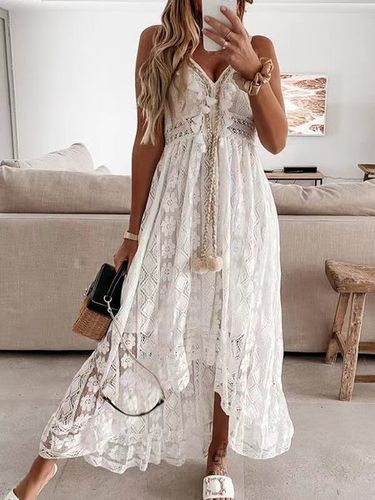 Loose Tassel Casual Lace Dress With No - Modetalente - Modalova