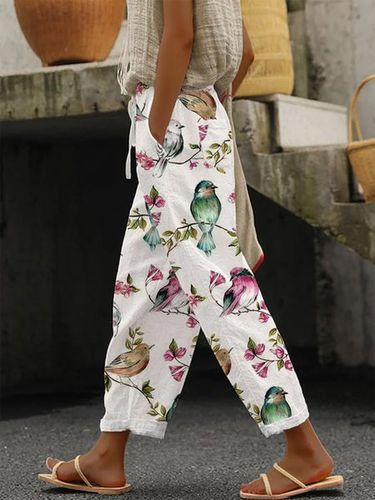 Bird Casual Pocket Stitching Drawstring Pants - Just Fashion Now - Modalova