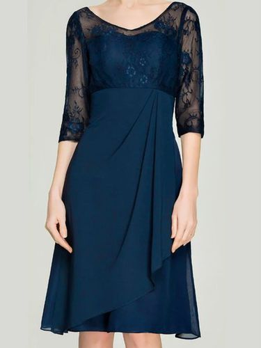 Lace Loose Elegant Plain Dress - Just Fashion Now - Modalova