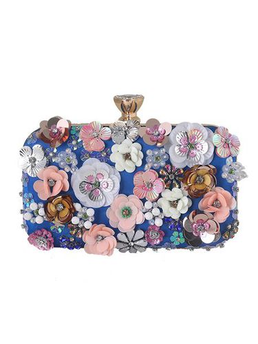 Elegant Floral Beaded Clutch Bag with Crossbody Chain Strap - Just Fashion Now - Modalova