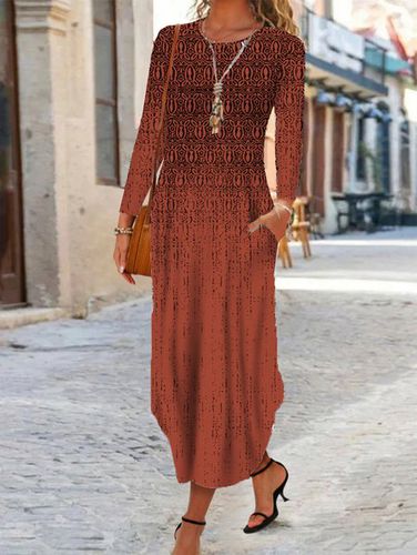 Vintage Regular Fit Ethnic Crew Neck Dress With No - Just Fashion Now - Modalova