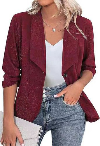 Plain Casual Shawl Collar Loose Jacket - Just Fashion Now - Modalova