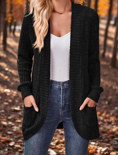 Casual Loose Plain Others Cardigan - Just Fashion Now - Modalova