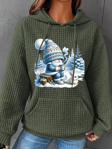 Winter Gnome Christmas Simple Loose Hoodie - Just Fashion Now - Modalova