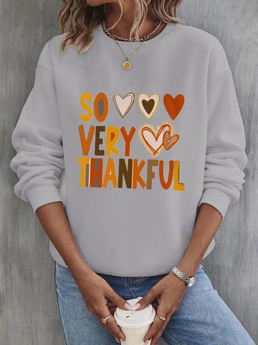 Casual Crew Neck Loose Text Letters Sweatshirt - Just Fashion Now - Modalova