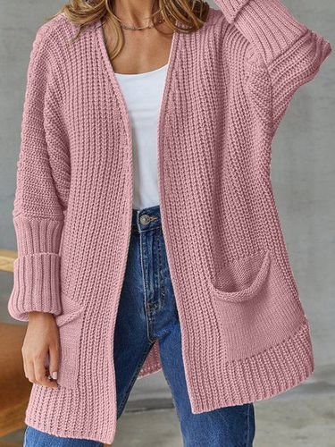 Casual Loose Plain Others Cardigan With No - Just Fashion Now - Modalova