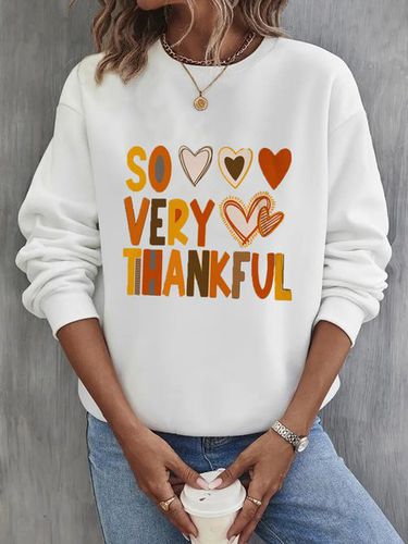 Casual Crew Neck Loose Text Letters Sweatshirt - Just Fashion Now - Modalova