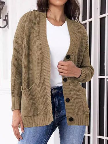 Pocket Stitching Casual Loose Others Cardigan - Just Fashion Now - Modalova