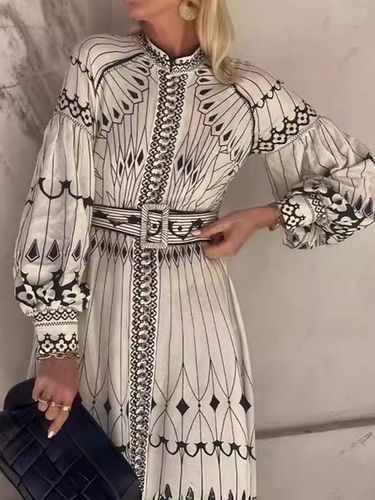 Women's Long Sleeve Spring/Fall As Picture Ethnic Daily Going Out Casual Maxi H-Line Dress - Just Fashion Now - Modalova