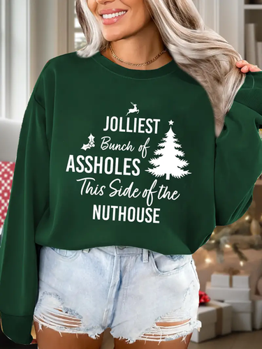 Crew Neck Loose Christmas Casual Sweatshirt - Just Fashion Now - Modalova