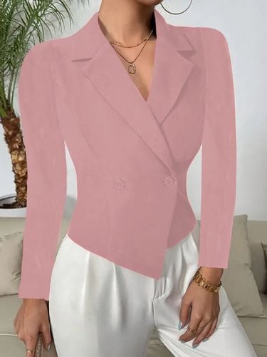 Lapel Collar Casual Plain Blazer - Just Fashion Now - Modalova