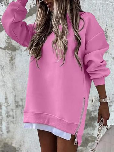 Plain Loose Crew Neck Casual Sweatshirt - Just Fashion Now - Modalova