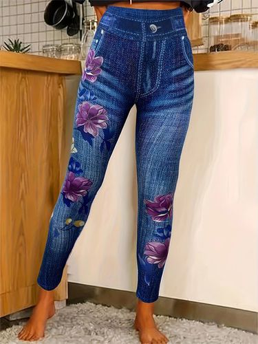 Casual Tight Floral Leggings - Just Fashion Now - Modalova