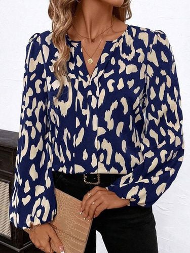 Women's Long Sleeve Blouse Spring/Fall Red Geometric V Neck Daily Going Out Casual Top - Just Fashion Now - Modalova