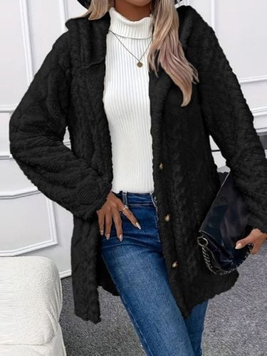 Plain Casual Hoodie Teddy Jacket - Just Fashion Now - Modalova