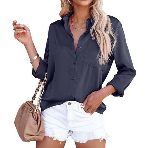 Plain Casual Loose Shirt - Just Fashion Now - Modalova