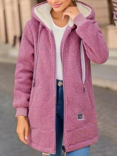 Plain Hoodie Casual Fluff/Granular Fleece Fabric Teddy Jacket - Just Fashion Now - Modalova