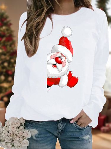 Crew Neck Casual Christmas Loose Sweatshirt - Just Fashion Now - Modalova