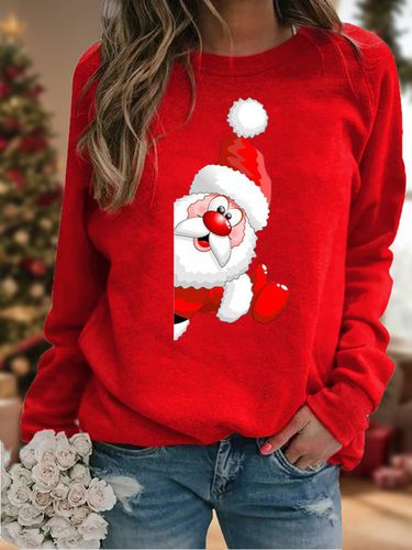 Crew Neck Casual Christmas Loose Sweatshirt - Just Fashion Now - Modalova