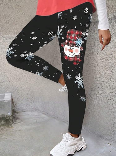 Christmas Snowman Print Leggings - Just Fashion Now - Modalova