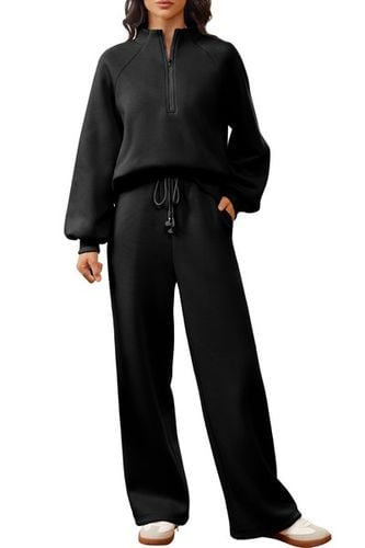 Half Turtleneck Plain Casual Two-Piece Set - Just Fashion Now - Modalova