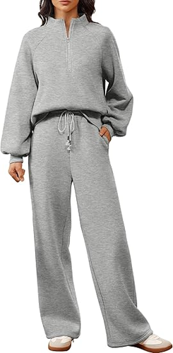 Half Turtleneck Plain Casual Two-Piece Set - Just Fashion Now - Modalova