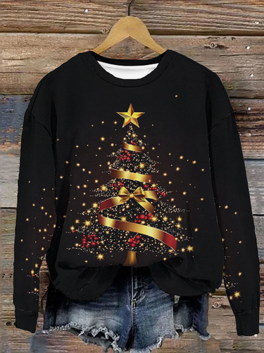 Loose Christmas Tree Casual Sweatshirt - Just Fashion Now - Modalova