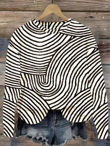 Crew Neck Abstract Stripes Loose Casual Sweatshirt - Just Fashion Now - Modalova