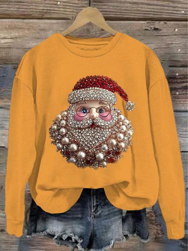 Loose Casual Crew Neck Santa Claus Sweatshirt - Just Fashion Now - Modalova