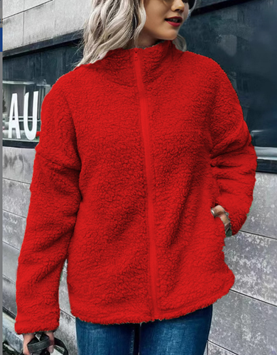 Casual Plain Others Fluff/Granular Fleece Fabric Jacket - Just Fashion Now - Modalova