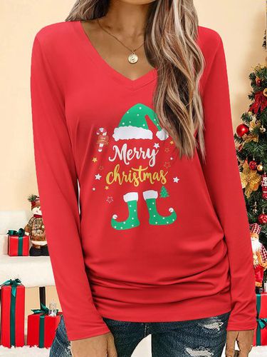 Christmas Print Long Sleeve Crew Neck Sweatshirt - Just Fashion Now - Modalova