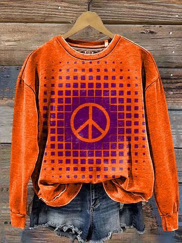 Geometric Print Long Sleeve Crew Neck Sweatshirt - Just Fashion Now - Modalova