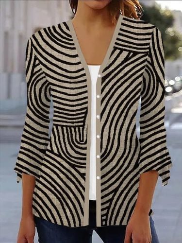 Geometric Print Casual Long Sleeve Shawl Jacket - Just Fashion Now - Modalova