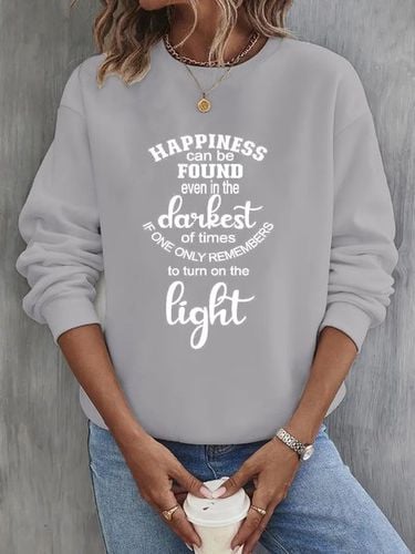 Casual Text Letters Crew Neck Loose Sweatshirt - Just Fashion Now - Modalova