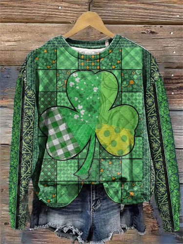 Women's St. Patrick's Day Printed Crew Neck Sweatshirt - Just Fashion Now - Modalova