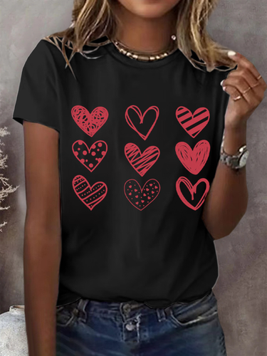 Women's Short Sleeve T-shirt Summer Valentine's Day Love Round Neck Daily Outing Casual Top - Just Fashion Now - Modalova