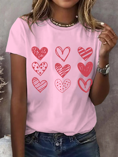 Women's Short Sleeve T-shirt Summer Valentine's Day Love Round Neck Daily Outing Casual Top - Just Fashion Now - Modalova