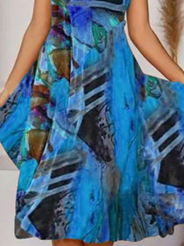 Boho Printed V Neck Floral Weaving Dress - Just Fashion Now - Modalova