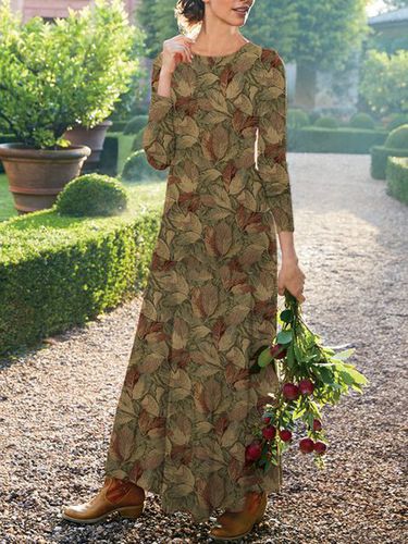 Floral Loosen Round Neck Knitting Dress - Just Fashion Now - Modalova