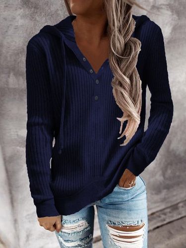 Casual V Neck Plain T-shirt - Modetalente - Modalova