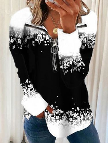 Casual Zipper Printed Sweatshirt - Modetalente - Modalova