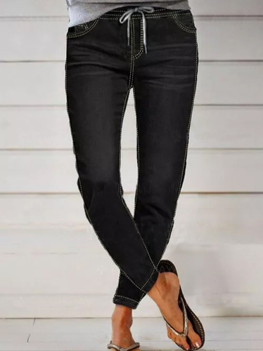 Straight Pockets Low Waist Polyester Jeans - Just Fashion Now UK - Modalova